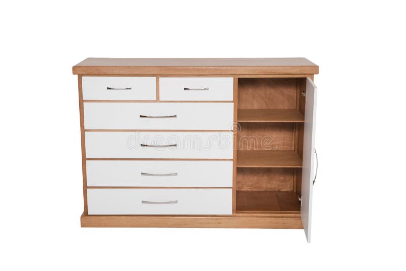 White Wooden Chest of Drawers Isolated on White Stock Image Image of