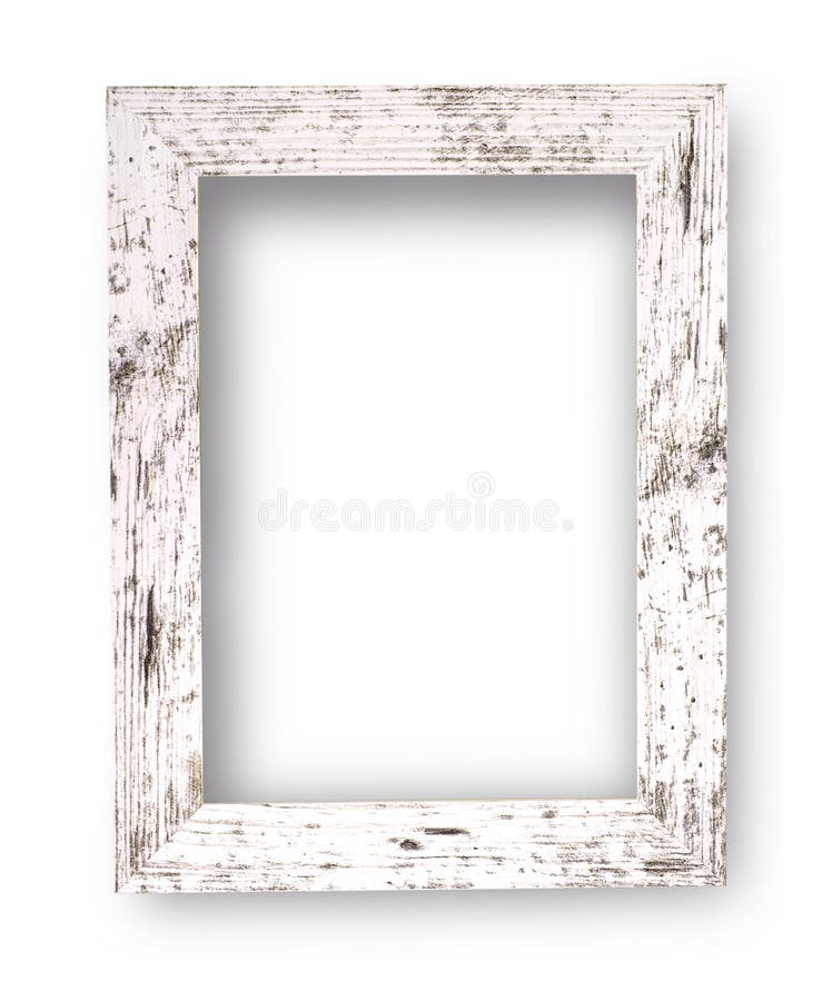 The white wooden frame isolated on white with clipping path
