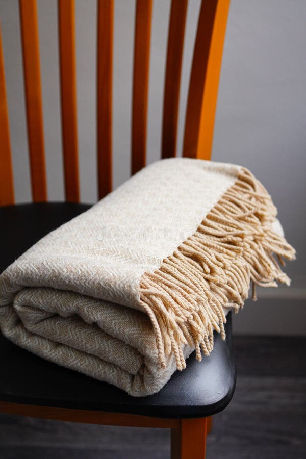 White Wool Blanket on the Chair Stock Photo Image of knee, vertical
