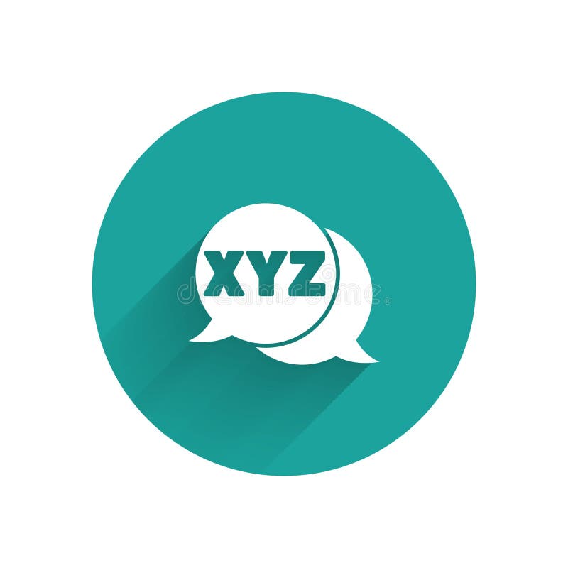 White XYZ Coordinate system icon isolated with long shadow. XYZ axis for graph statistics display. Green circle button. Vector Illustration