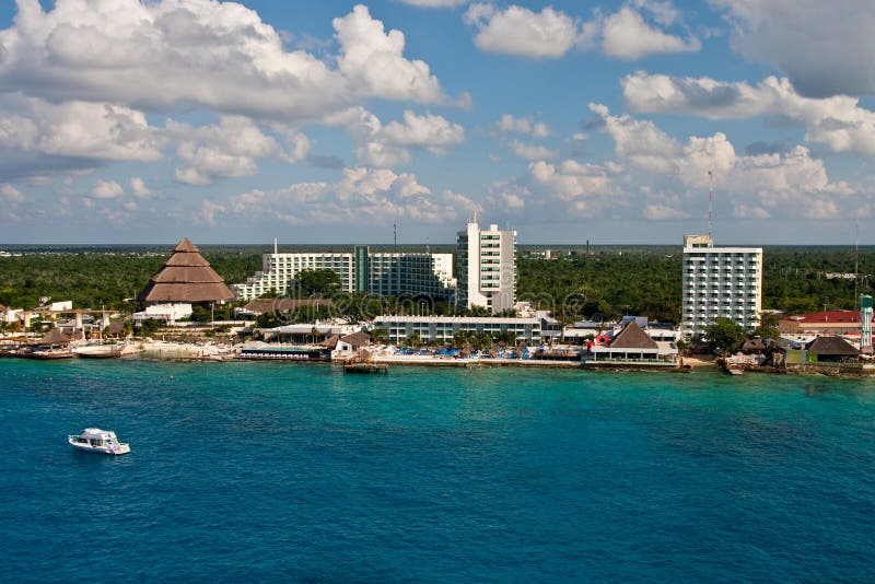 White Yach in Blue water off Coast of Cozumel