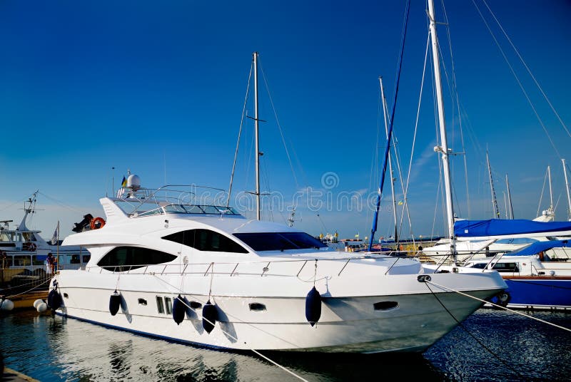 The white yacht in harbour