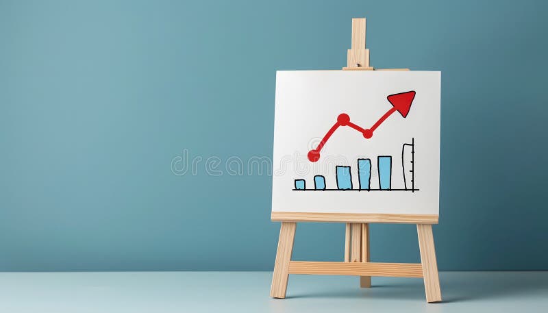 Whiteboard with arrow pointing up,growth progress business success concept vector illustration