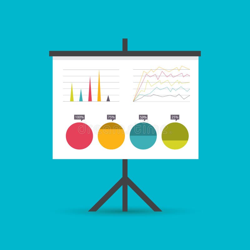Presentation whiteboard with market data and statistics for future marketing campaign and business strategies. Flat icon modern design style vector illustration concept, Flat design vector, Vector illustration. EPS 10. Presentation whiteboard with market data and statistics for future marketing campaign and business strategies. Flat icon modern design style vector illustration concept, Flat design vector, Vector illustration. EPS 10