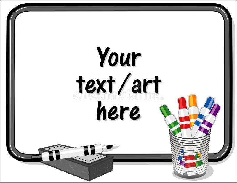 Whiteboard, Marker Pens, Eraser, Copy Space Stock Vector - Illustration of  copy, communicate: 164508535