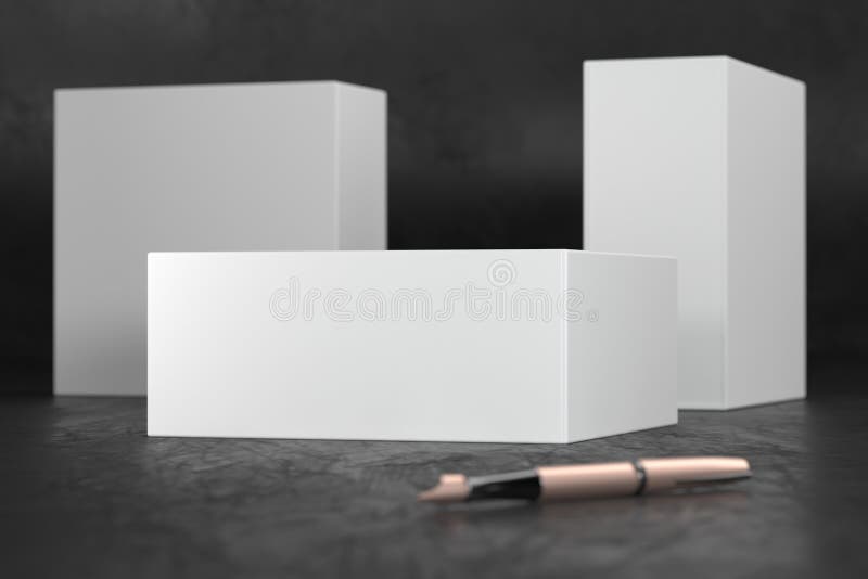 Download WhiteGift Box Packaging Mockup On Black Background. Luxury ...