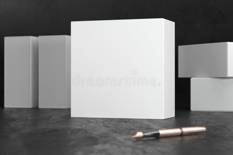 Download WhiteGift Box Packaging Mockup On Black Background. Luxury ...