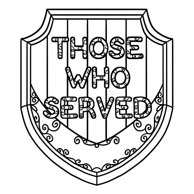 For those Who Served Badge Isolated Coloring Page Stock Vector ...