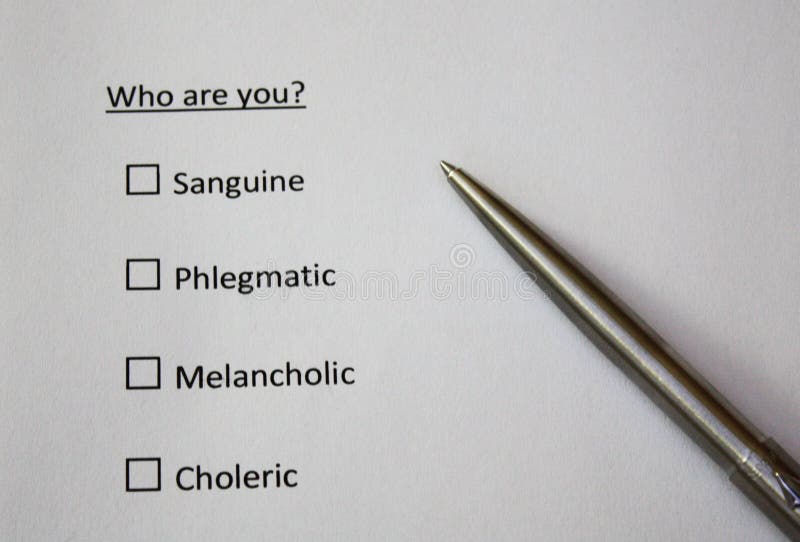 Who is u? Vraag Optimistische, flegmatische, melancholische, opvliegende soorten persoonlijkheid royalty-vrije stock afbeeldingen Who is u? Vraag Optimistische, flegmatische, melancholische, opvliegende soorten persoonlijkheid royalty-vrije stock afbeeldingen