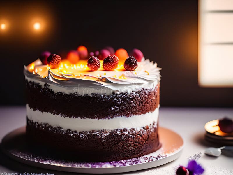 Whole Cake. Tasty Chocolate Cake. Delicious Chocolate Cake. Image