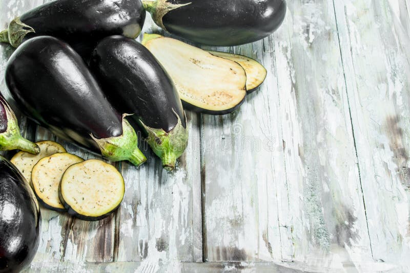 Whole Eggplants and Slice of Eggplant Stock Image Image of healthy