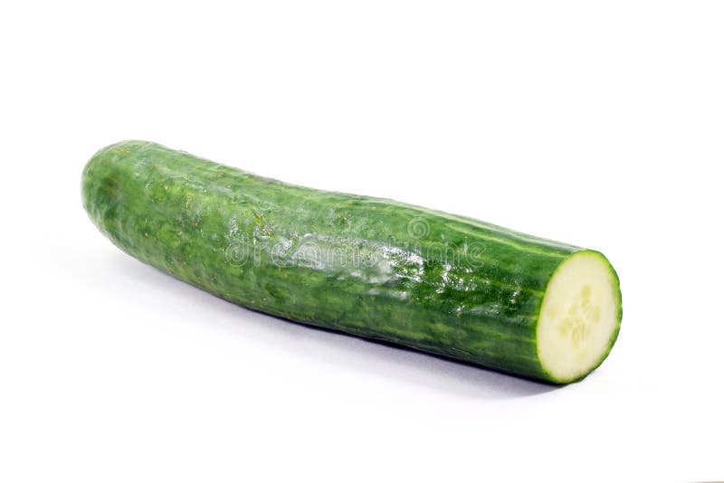 Whole English cucumber with cut end & x28;isolated& x29