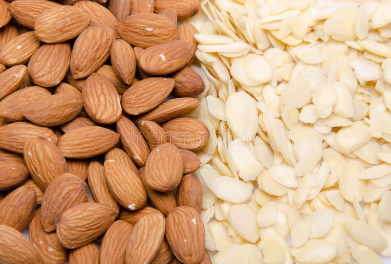 Whole and flaked almonds stock image. Image of heap, sliced 41797005