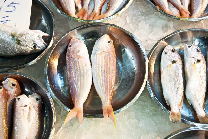 Whole Fresh Fishes Are Offered In The Fish Market Stock Image Image