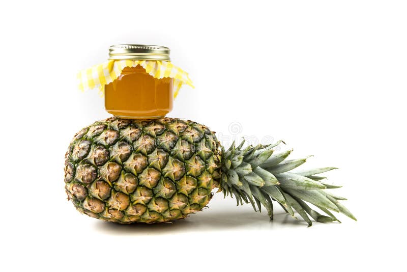 Whole Fresh Pineapple and Jar of Pineapple Jam Stock Photo Image of