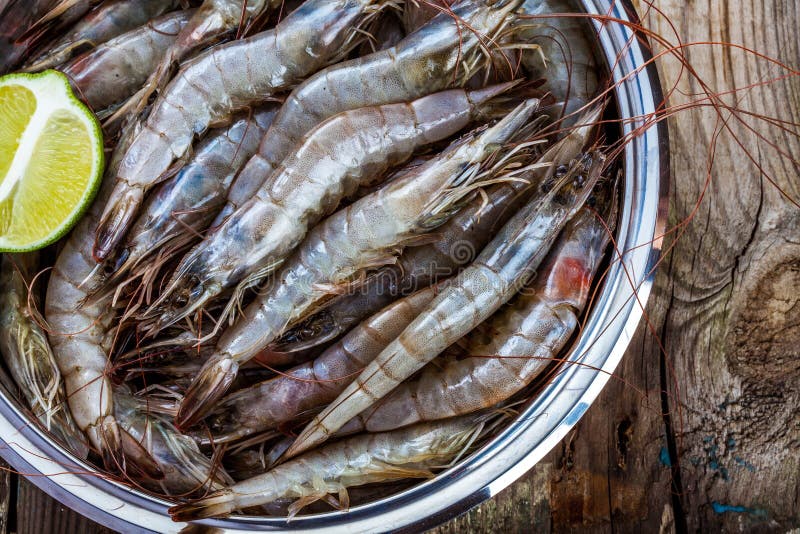 Whole Fresh Raw Shrimps Seafood Closeup Stock Image Image of object