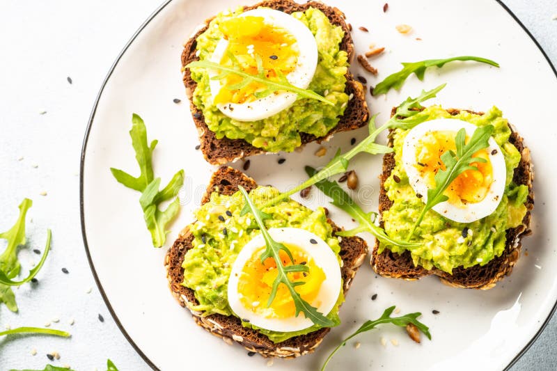 Whole Grain Bread with Avocado and Boiled Eggs. Stock Image Image of