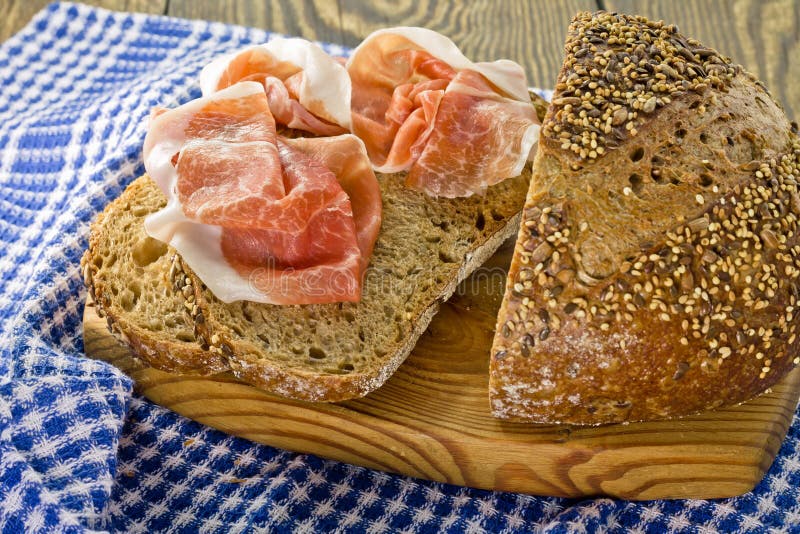 Whole Grain Bread and Prosciutto Ham Stock Image Image of meat