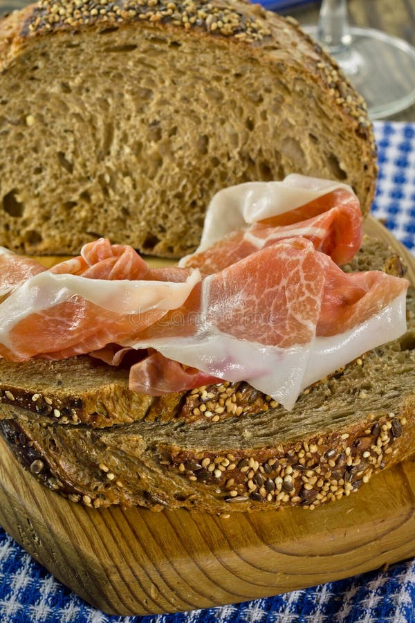 Whole Grain Bread and Prosciutto Ham Stock Image Image of cured