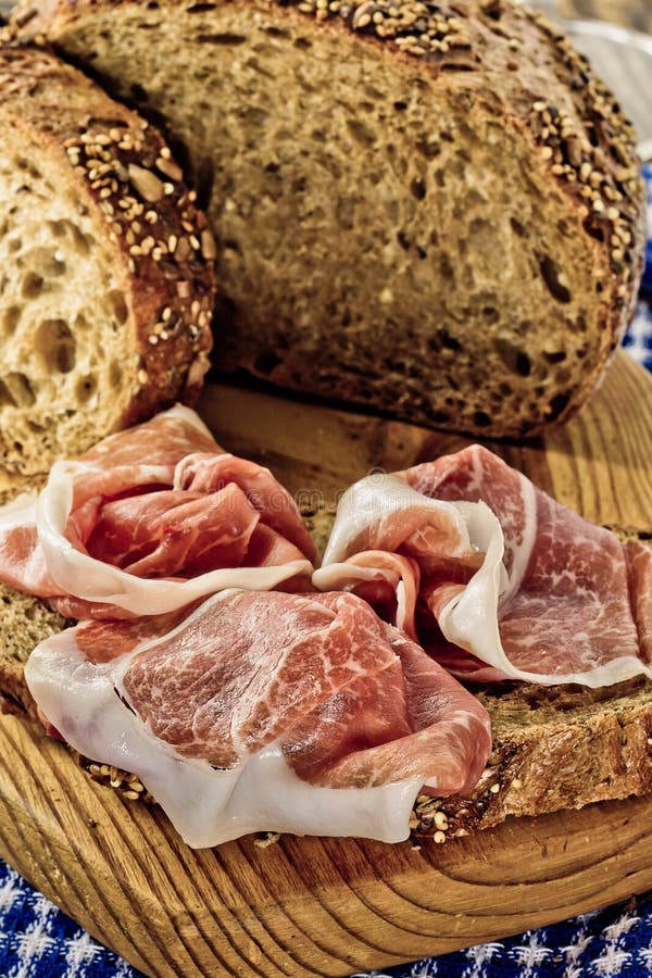 Whole Grain Bread and Prosciutto Ham Stock Image Image of grocery