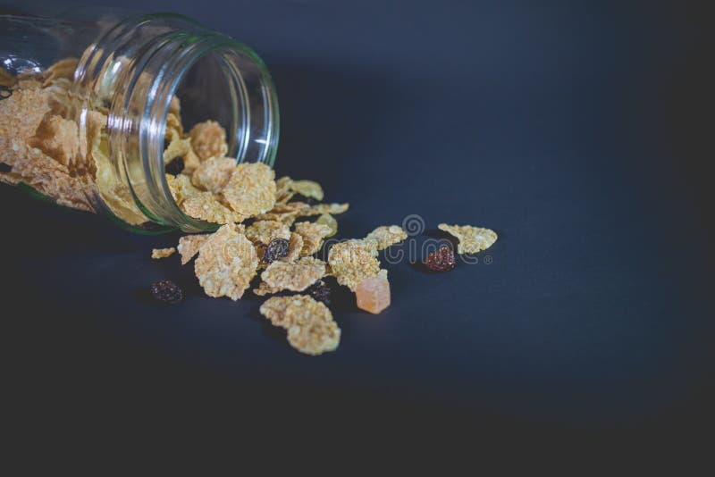 Whole Grain Cereal Flakes Which Mixed Dried Fruit and Raisins Stock Image Image of ingredient