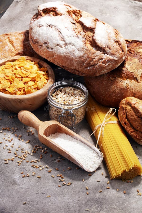 Whole Grain Products with Complex Carbohydrates Stock Photo Image of kitchen, background
