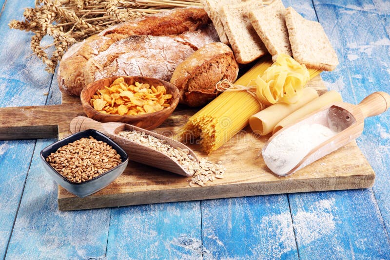 Whole Grain Products with Complex Carbohydrates on Table Stock Image Image of flour, healthy