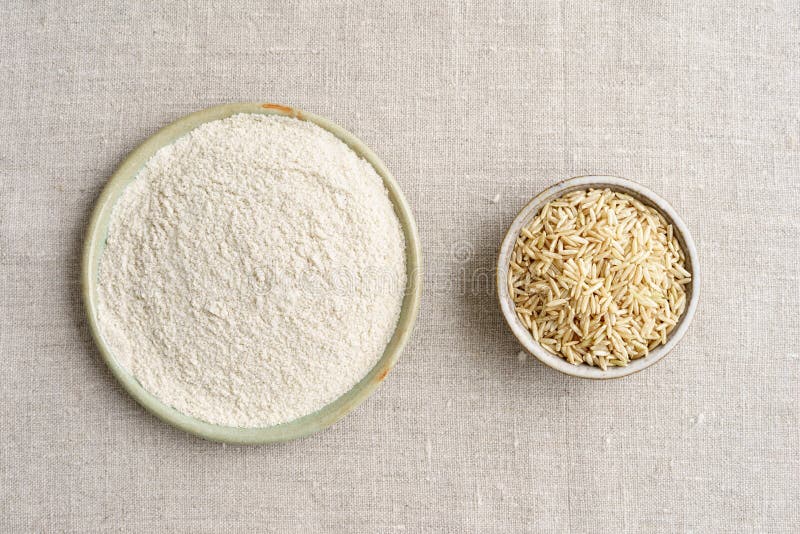 Wholegrain Rice and Rice Flour Stock Image Image of uncooked, linen