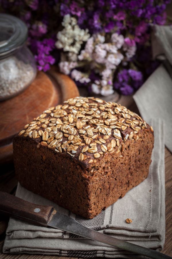 Whole Grain Rye Bread with Seeds. Stock Image - Image of rustic, dinner ...
