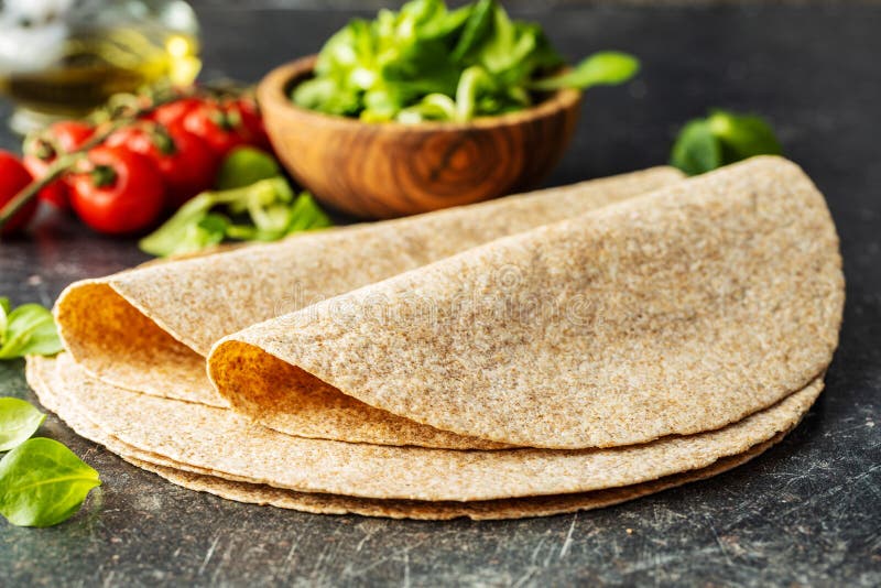 Whole grain tortilla wraps stock photo. Image of circle 218668236
