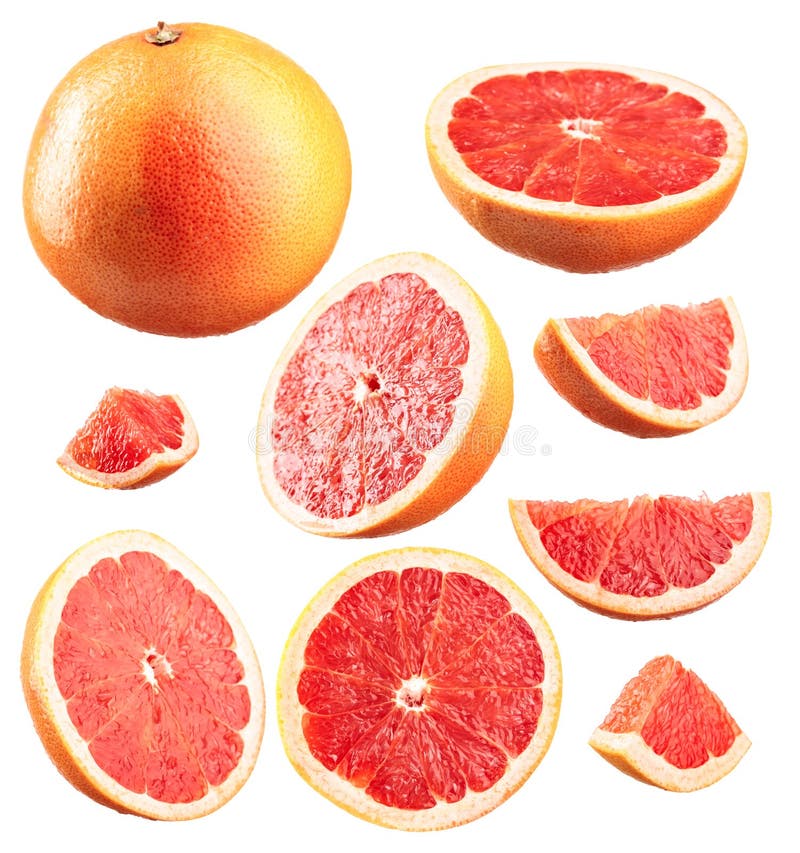 Grapefruit slices isolated on a white background