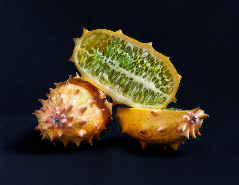 Whole and Halved Kiwano Fruit Stock Photo Image of color, food 146767430