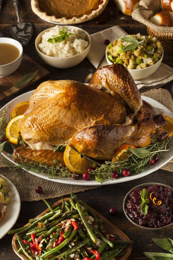 Whole Homemade Thanksgiving Turkey Stock Photo - Image of fruits, meal ...