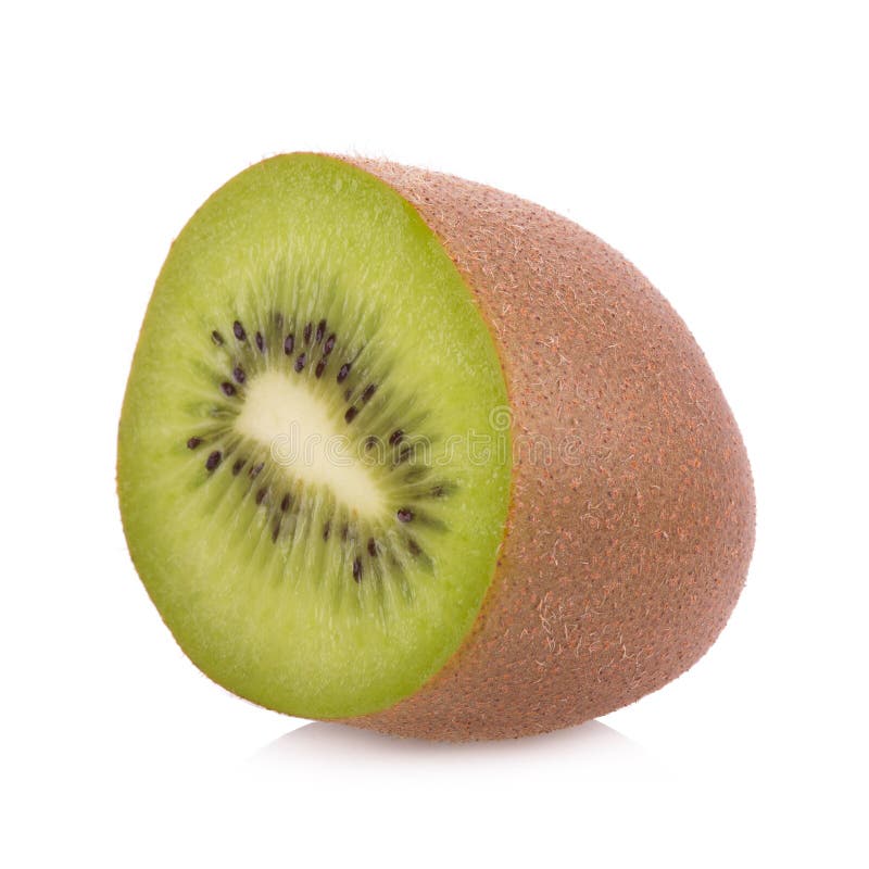 Whole Kiwi Fruit and His Sliced Segments Isolated on White Background