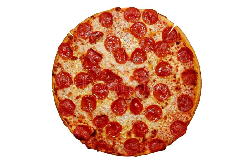 Celý pepperoni pizzu.