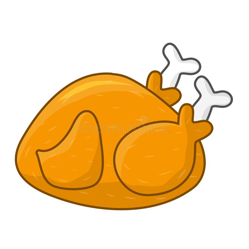 Whole Roast Chicken Isolated Illustration Stock Vector - Illustration