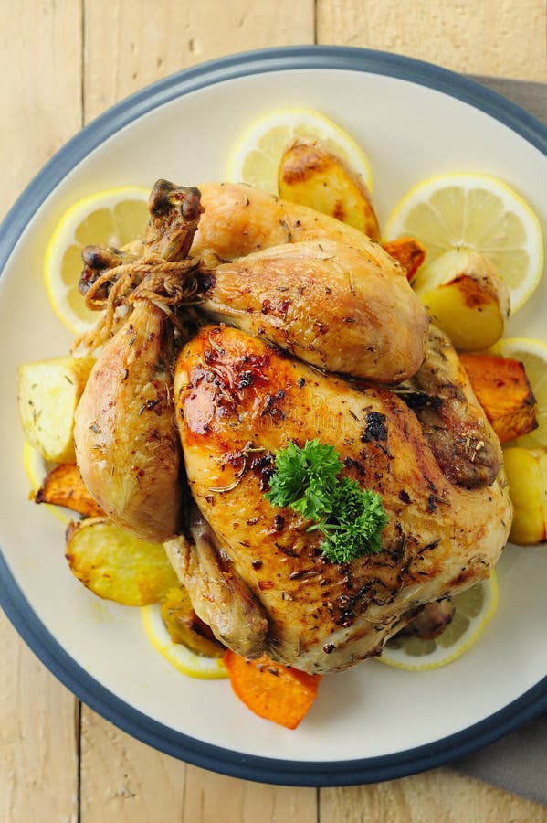 Whole roast chicken stock photo. Image of crispy, style 35544386