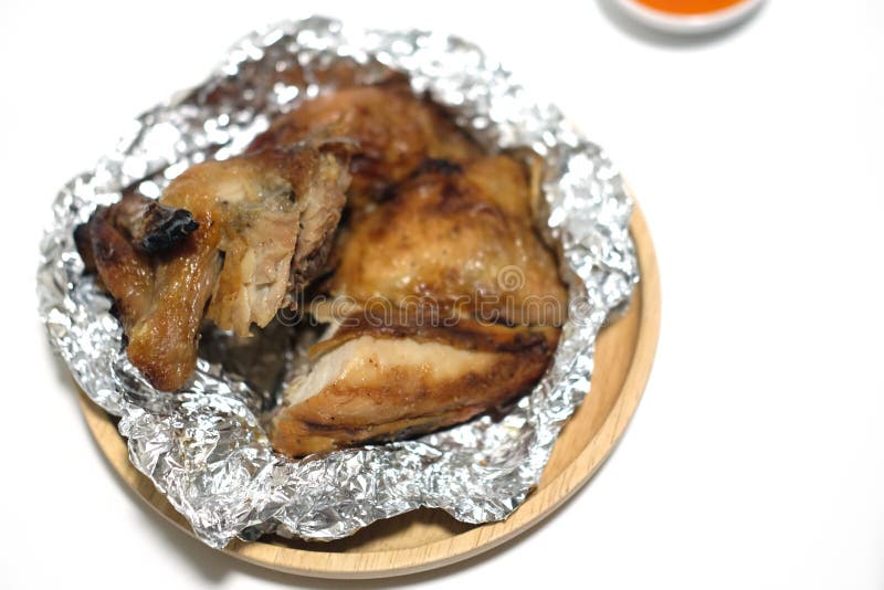 Whole Roasted Chicken on Foil Stock Image Image of plate, meat 103541379