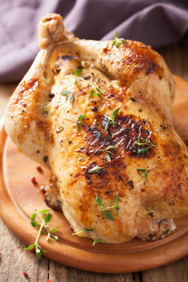 Whole Raw Chicken with Rose Pepper and Thyme Stock Image Image of