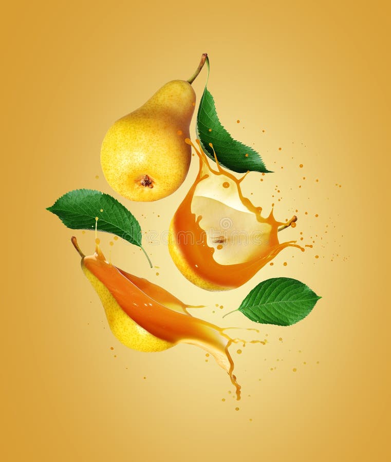 Whole and Sliced Pears with Juice Splashes in the Air Stock Image Image of fresh, food 265837447