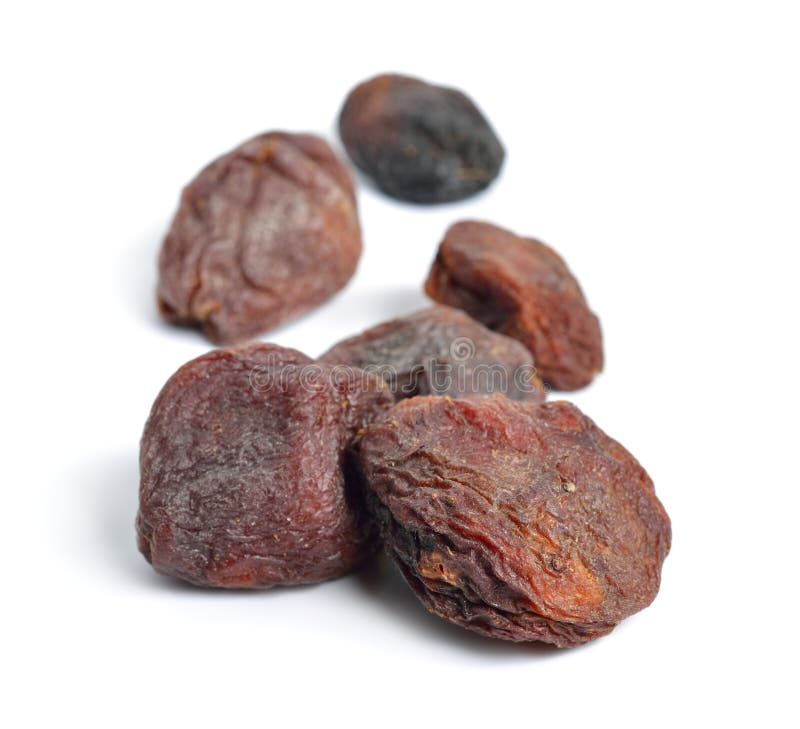 Whole Sundried Apricots with Stones. Isolated on White Background