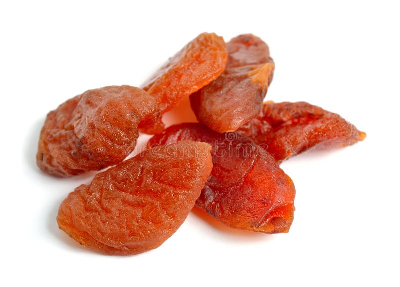 Whole Sundried Apricots without Stones. Isolated on White Background