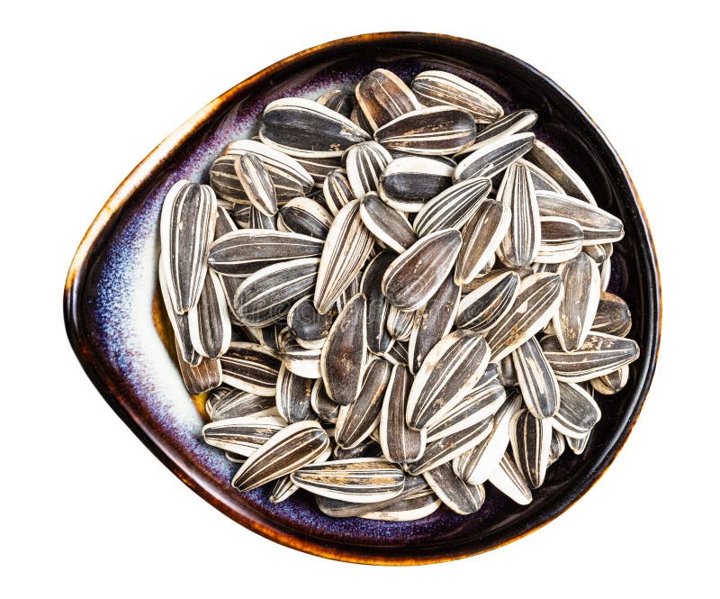 Whole Sunflower Seeds In Ceramic Bowl Isolated Stock Image Image of seed, sunflower 220202297
