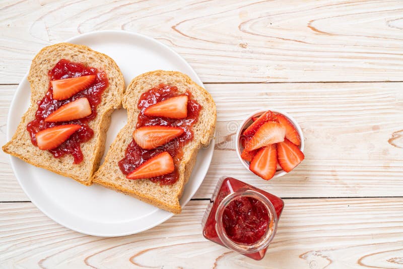 Whole Wheat Bread with Strawberry Jam and Fresh Strawberry Stock Photo Image of homemade, diet
