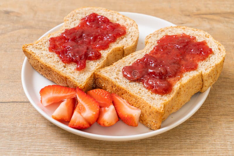 Whole Wheat Bread with Strawberry Jam and Fresh Strawberry Stock Photo Image of homemade