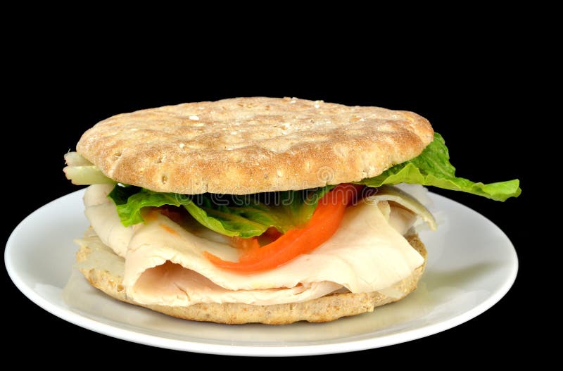 Whole Wheat Flatbread Turkey Sandwich Stock Image Image of tasty