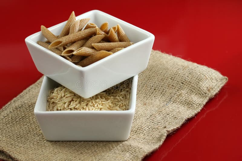 Whole Wheat Pasta and Brown Rice Stock Image Image of diet, cooking