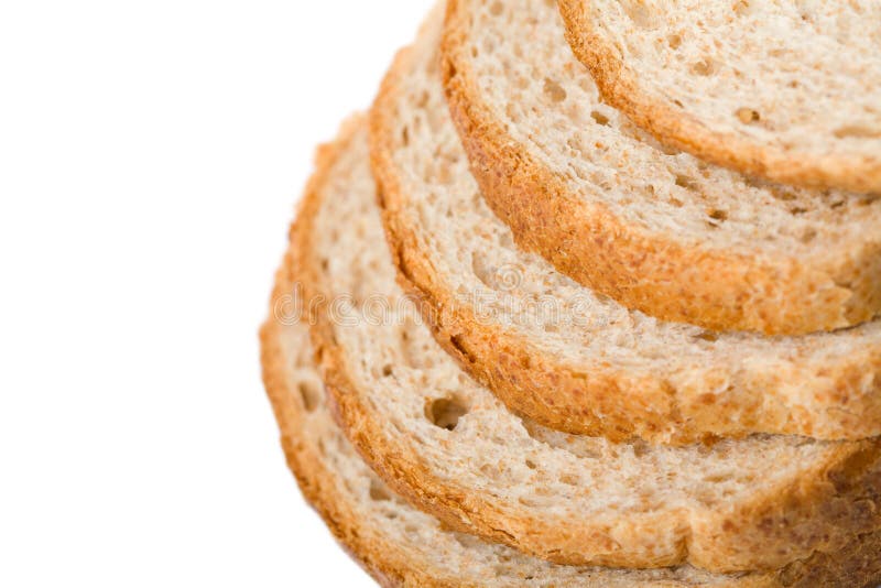 Wholemeal bread slices isolated