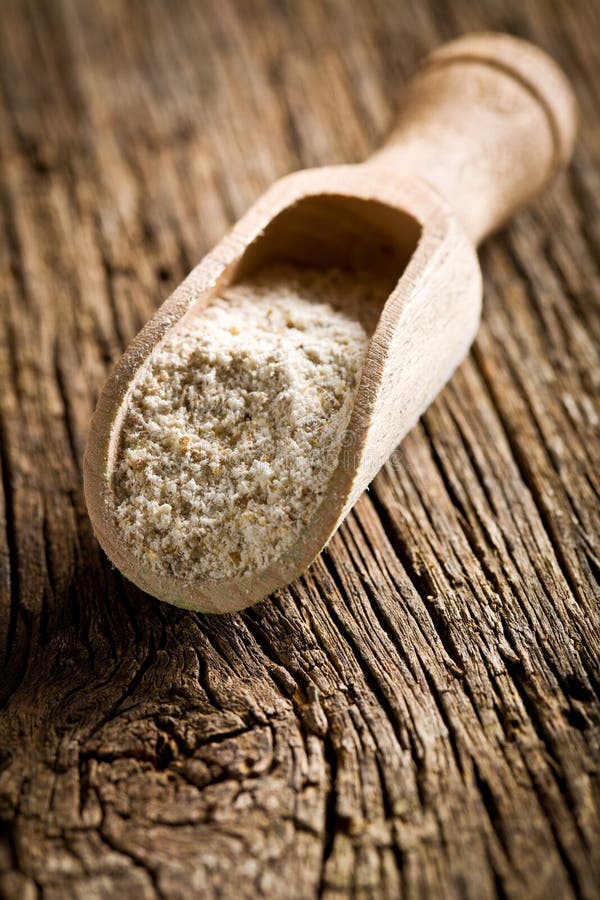 Flour in wooden bowl stock photo. Image of baker, pile 29177524