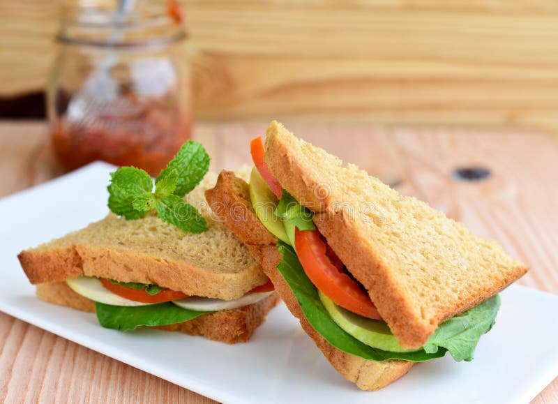 Wholewheat vegeterian sandwiches